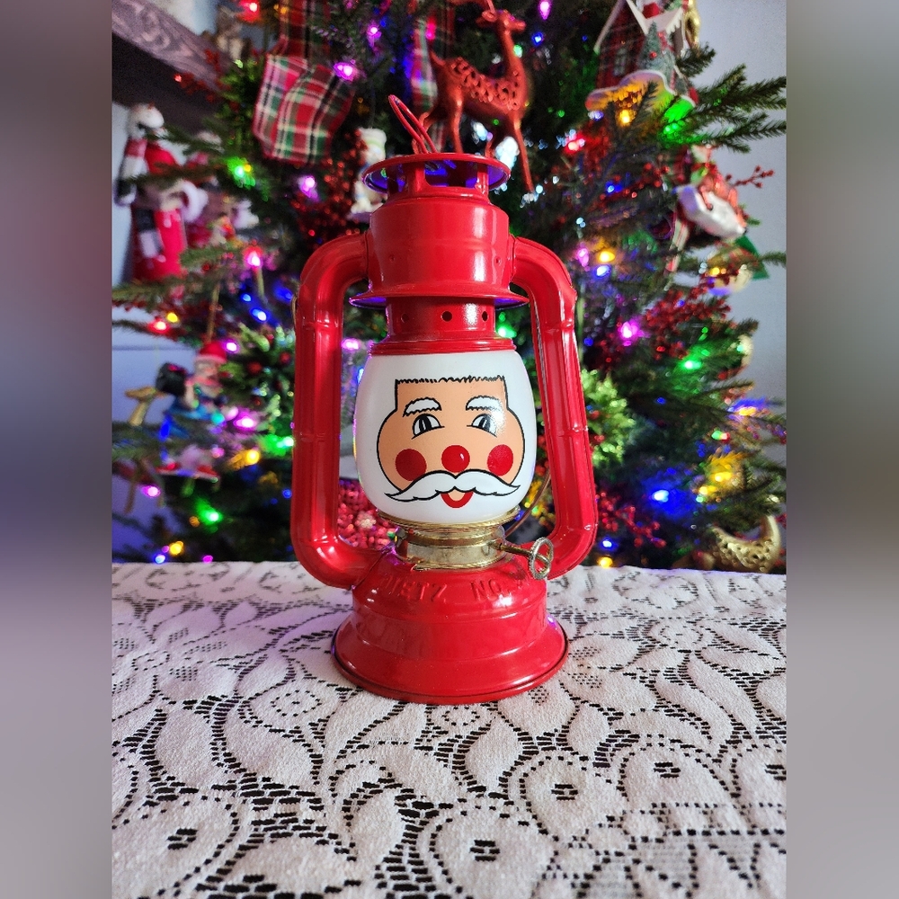 Festive Vintage Red Santa Lantern